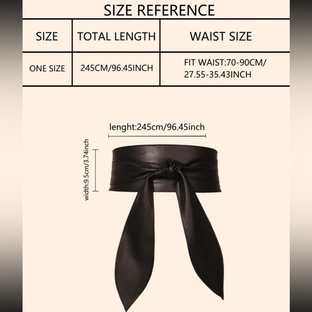 Faux Vegan Leather Wrap Belt Black - Picture 4 of 4